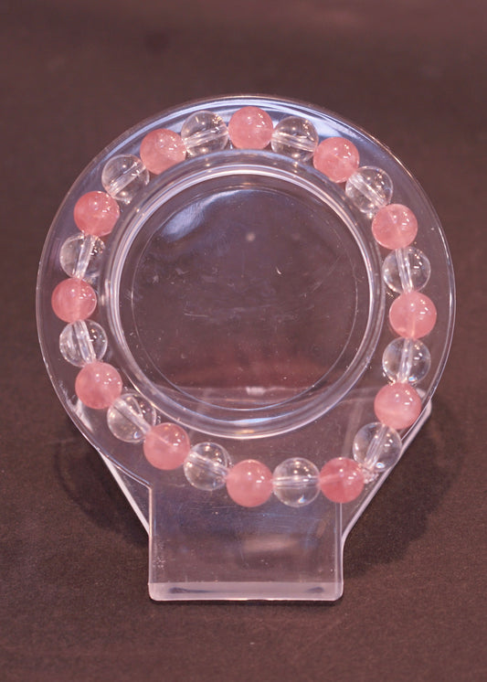 ローズクォーツ&水晶 コンビ